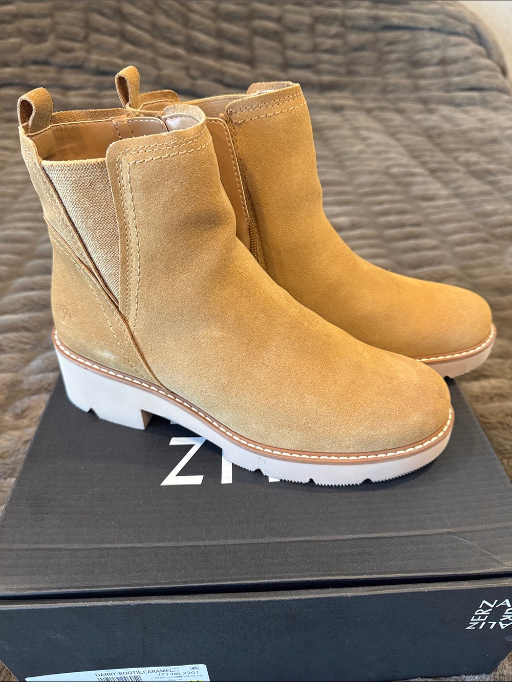 Zigi Soho Suede Chelsea Booties in Caramel